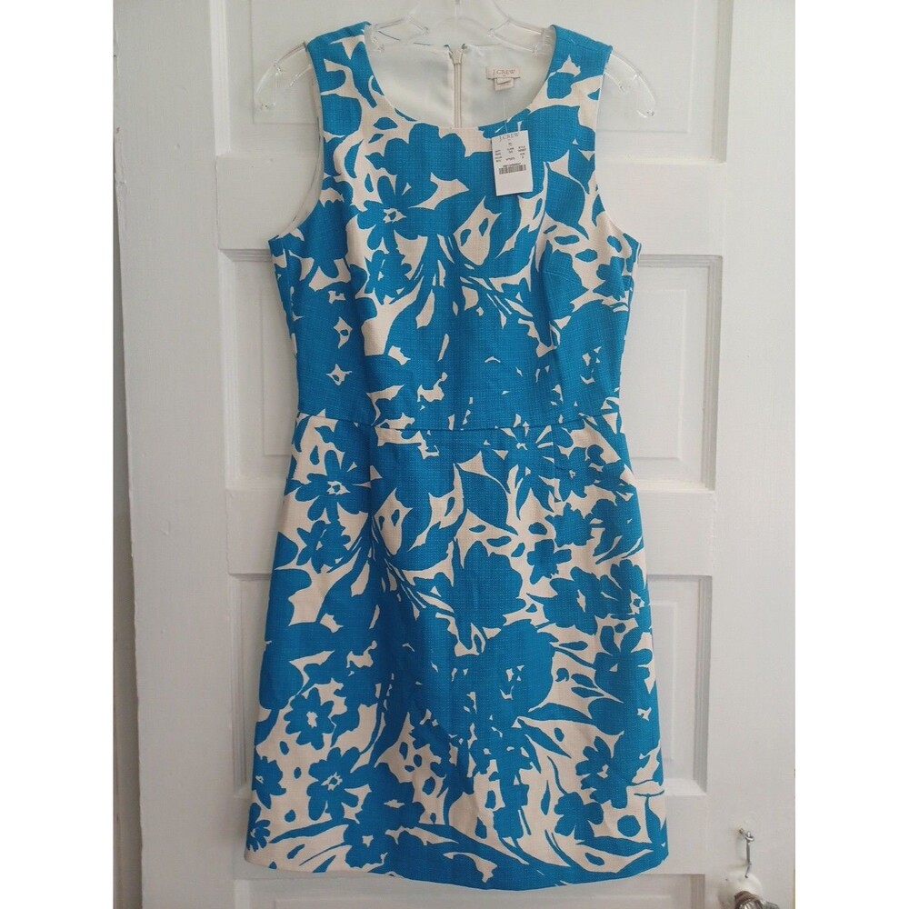 J. Crew blue white floral sleeveless dress 2 new w tags career wedding party